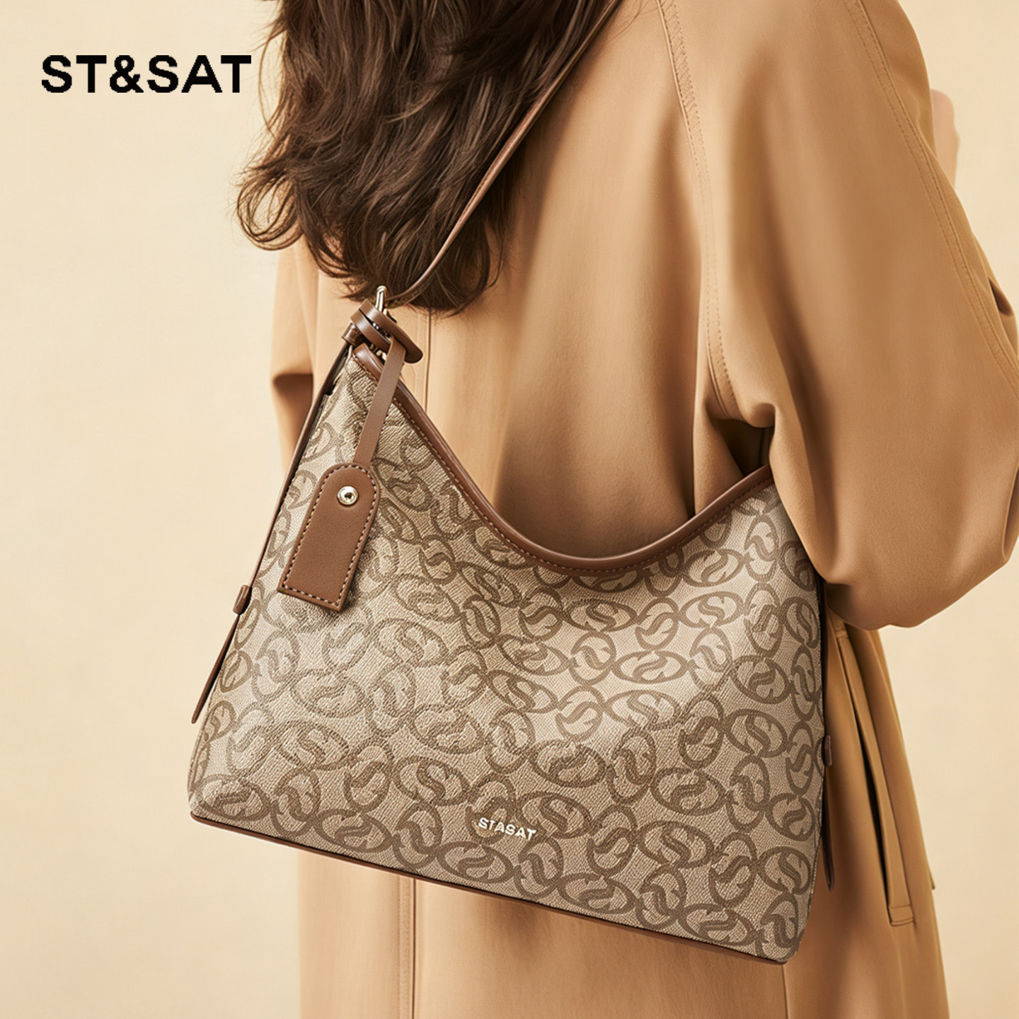 星期六大容量托特hobo包单肩老花斜挎包高级感时尚通勤流浪腋下包