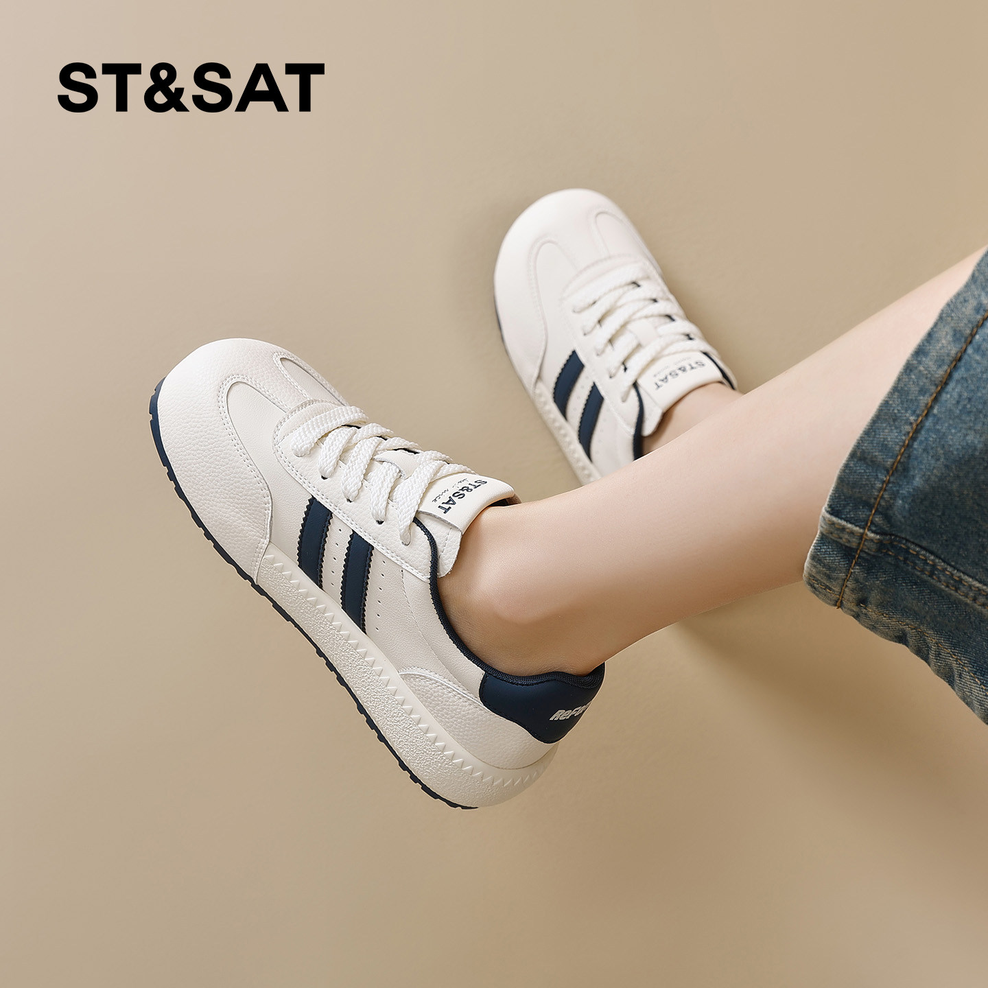 星期六厚底小白鞋女2025新款春季百搭运动休闲板鞋透气软底德训鞋