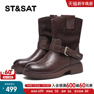 短靴SSD4118555 复古亮面英伦风切尔西女款 星期六时装 靴2025冬新款