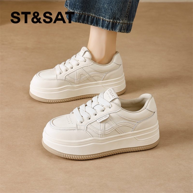 星期六小白鞋女款2025新款秋冬季厚底增高平底舒适休闲板鞋不累脚