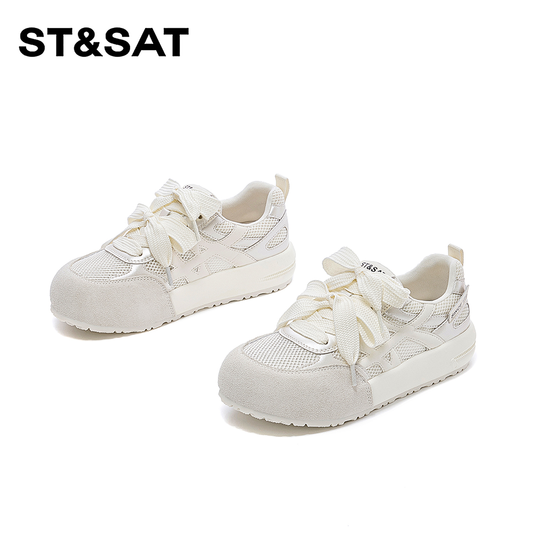 星期六时尚百搭网面透气小白鞋