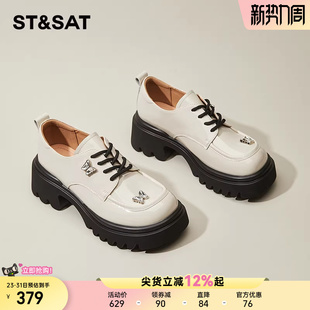 粗跟玛丽珍单鞋 星期六白色英伦风小皮鞋 厚底高跟乐福鞋 新款 女春季