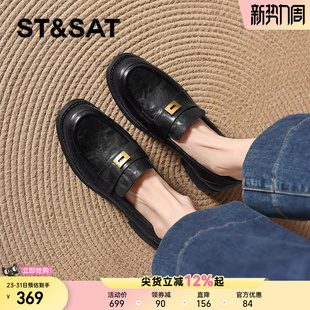 子 增高复古百搭英伦风小皮鞋 星期六圆头厚底羊皮乐福鞋 女2026新款