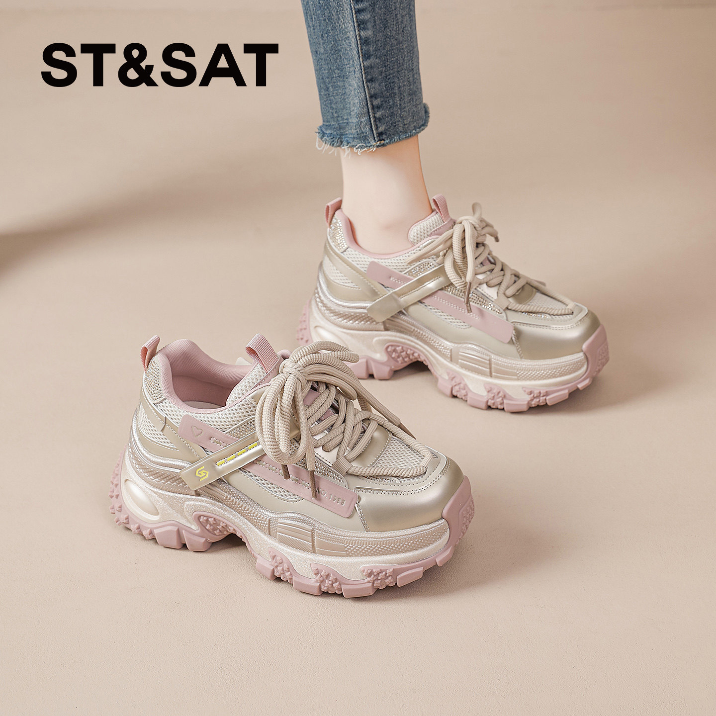 星期六老爹鞋女2026新款春季爆款增高女鞋休闲运动鞋巨好看厚底鞋