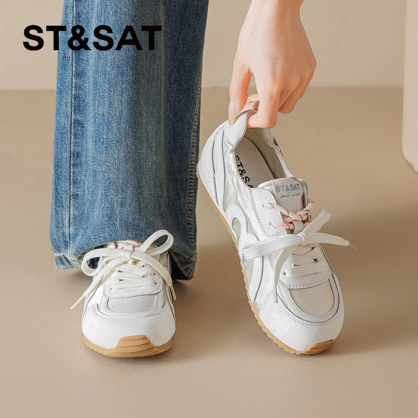 星期六芭蕾风德训鞋女款2026夏季新款百搭平底板鞋时尚运动休闲鞋