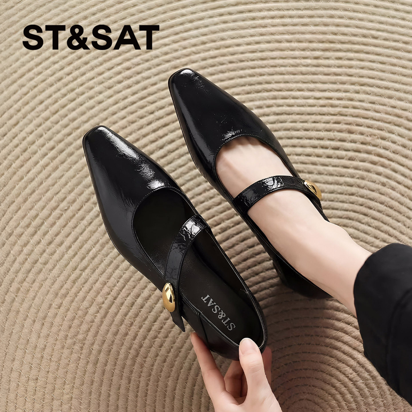 星期六法式玛丽珍女2026春夏新款尖头舒适高跟鞋真皮早春漂亮单鞋