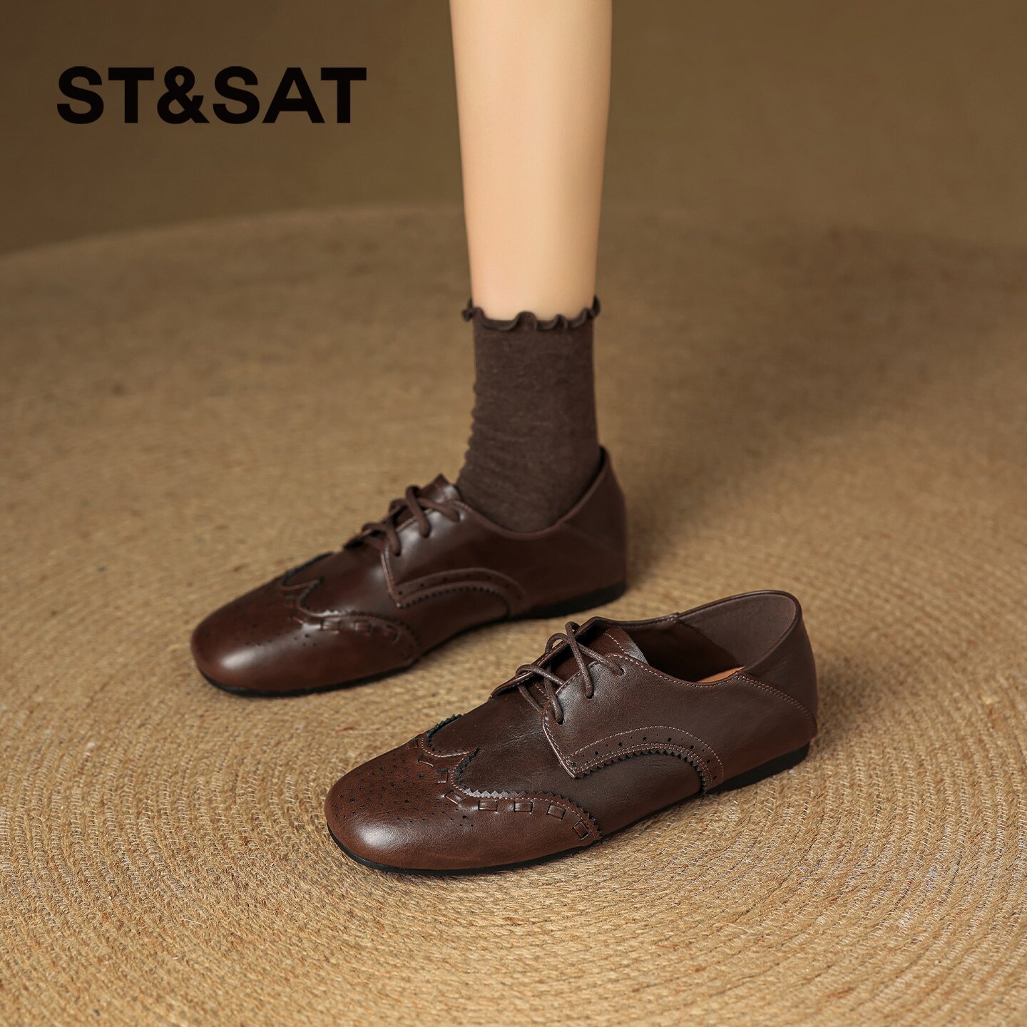 星期六棕色乐福鞋女2026新款春季复古厚底增高百搭小皮鞋英伦鞋子