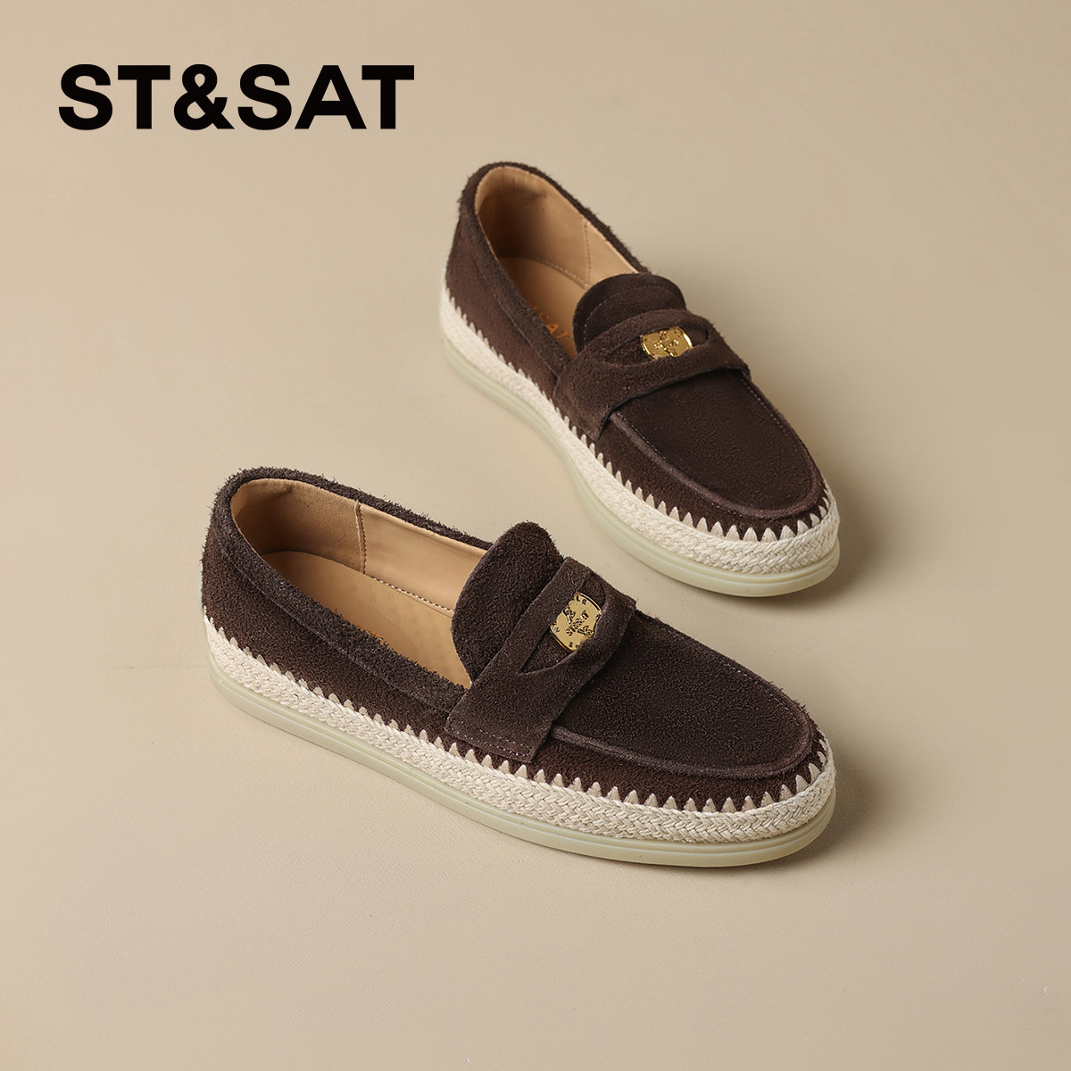 星期六复古头层牛皮厚底乐福鞋女2025新款秋冬真皮豆豆鞋软底单鞋