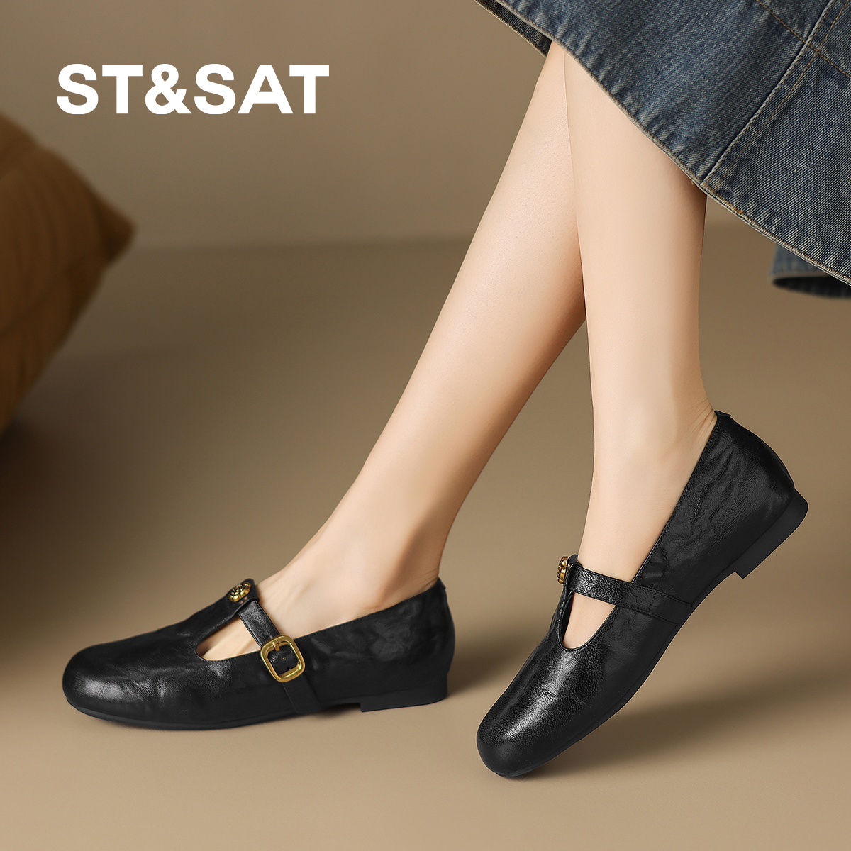 星期六气质小皮鞋绝美浅口玛丽珍鞋舒适不累脚通勤鞋2025新款单鞋
