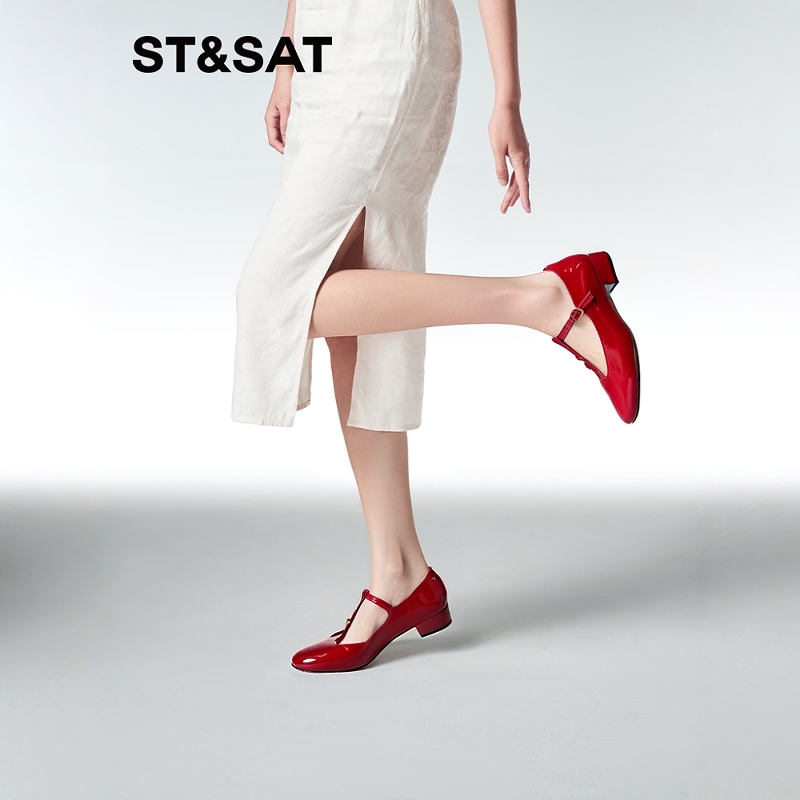 星期六玛丽珍鞋2025春季新款休闲鞋复古浅口鞋厚底女鞋SSD1111277