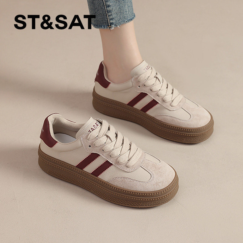 星期六德训鞋女款新款夏季复古软底运动板鞋厚底轻便巨好看休闲鞋