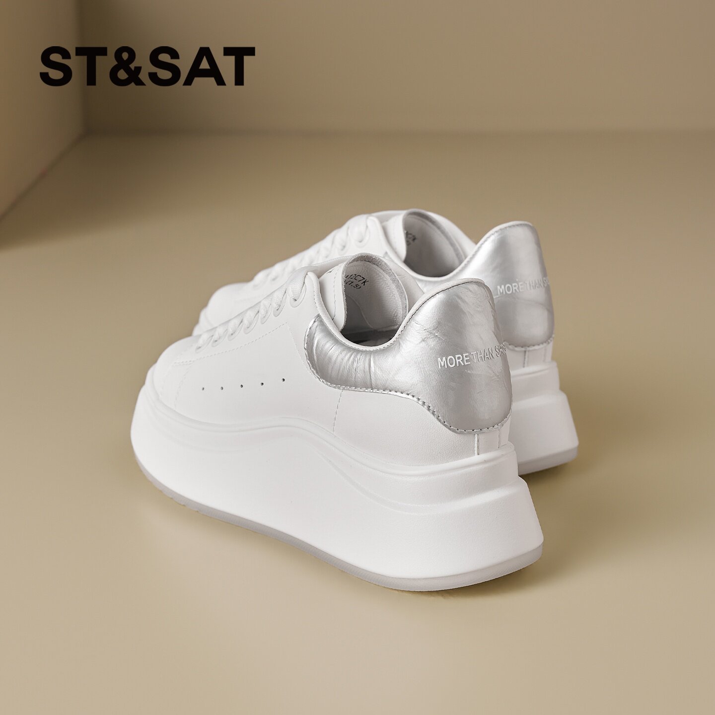 星期六厚底小白鞋女2026年春季新款银白色增高百搭休闲鞋舒适板鞋