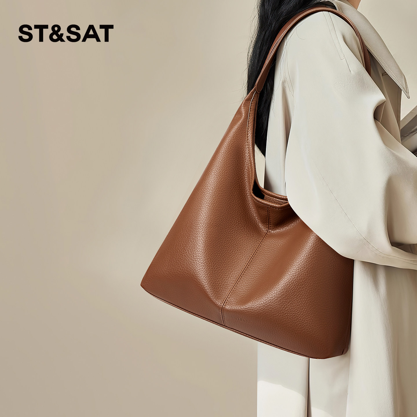 星期六软皮托特包包女2025新款通勤单肩腋下包简约百搭复古大容量