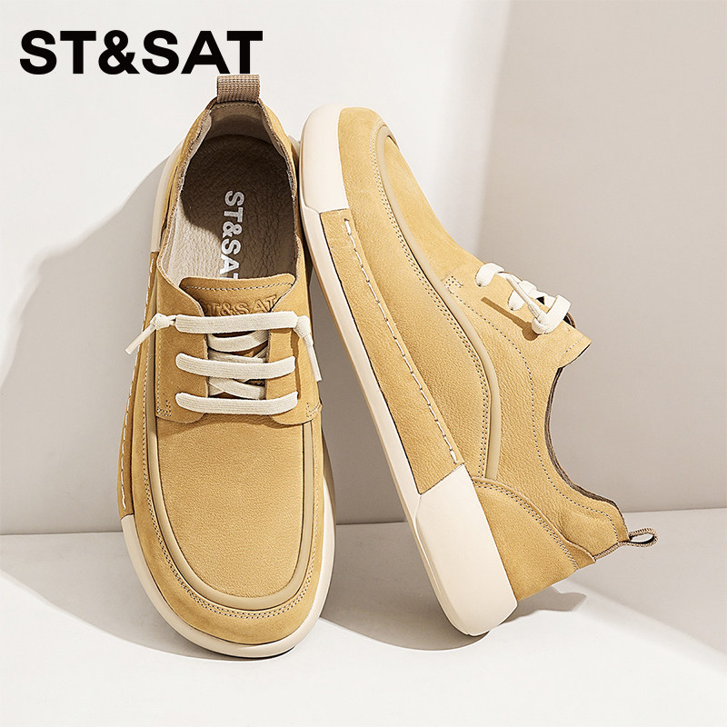 星期六男鞋厚底增高软底勃肯鞋男士休闲真皮工装鞋一脚蹬皮鞋男款