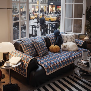 经典苏格兰艺术设计沙发垫简约现代几何坐垫四季通用防滑沙发巾套