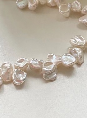 天然异形巴洛克花瓣珍珠项链女小众锁骨链轻奢感14k包金颈链