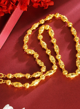 沙金项链男士复古个性串珠链子铜镀金义乌配饰品首饰久不掉色