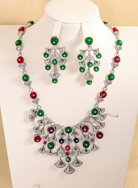 轻奢欧美时尚彩毛衣链时尚微镶锆石彩色冬日服装配饰百搭套装