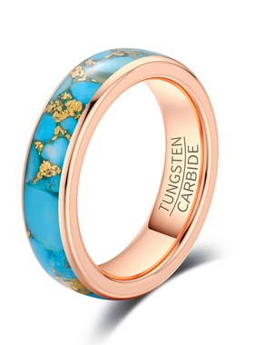 现货6mm宽镶嵌金线松钨钢戒指美码6-12