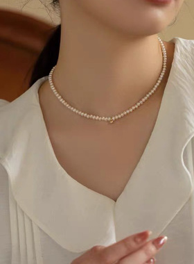 美到犯规赫本风小金球珍珠项链感协调耐看气质优雅锁骨链