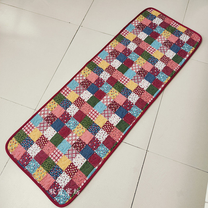 源厂好货田园印花全棉绗缝家用地垫防滑可机洗长条小沙发坐垫四季,居家布艺,家用脚垫,淘宝优惠券,粉丝福利购,淘宝优惠卷