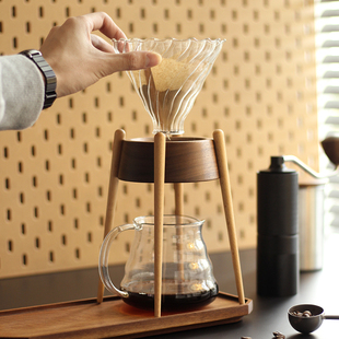实木手冲咖啡滤杯架咖啡过滤器滴滤架V60手冲咖啡器具 三思工房