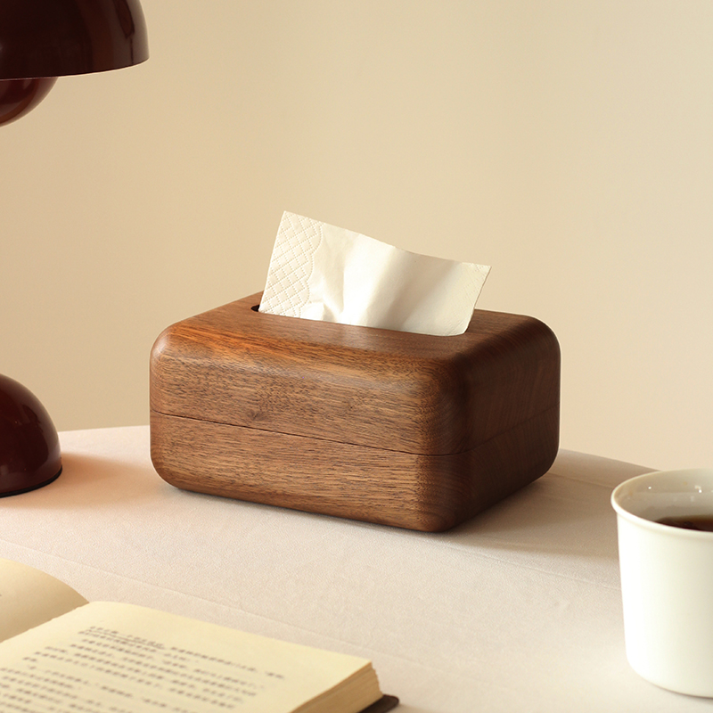 三思工房实木客厅桌面原创纸巾盒