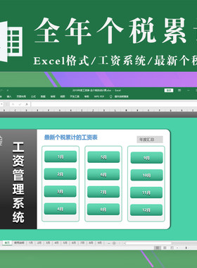 人事工资表excel表格模板  全年工资表模板 个税累计自动计算