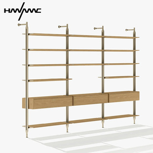 LEXINGTON书柜Poliform书架意大利设计师顶天立地置物隔断架定制