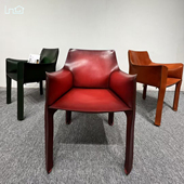 Cassina卡西纳cab413简约复古餐椅现代轻奢马鞍皮设计师扶手座椅