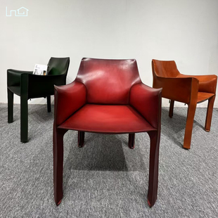 Cassina卡西纳cab413简约复古餐椅现代轻奢马鞍皮设计师扶手座椅