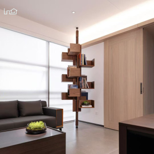 Albero设计师款 书柜北美黑胡桃木旋转书架大平层客厅中古风shujia