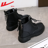 加绒厚底显脚小靴子英伦风春秋单靴 冬季 回力马丁靴女款 2025新款