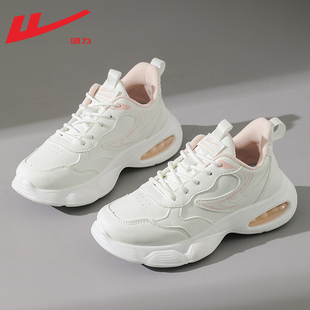 回力女鞋2025新款秋季运动鞋女款皮面防水厚底休闲鞋减震跑步鞋女