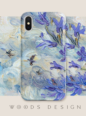 woods原创紫色花卉iphone17Promax/15/16proMAX/iPhone14油画磨砂手机壳全包软壳硅胶