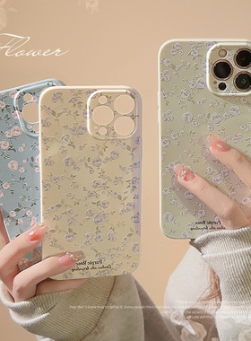 woods复古花朵iPhone16/15ProMax手机壳清新韩系适用苹果16plus/14pro软壳硅胶11/12保护套