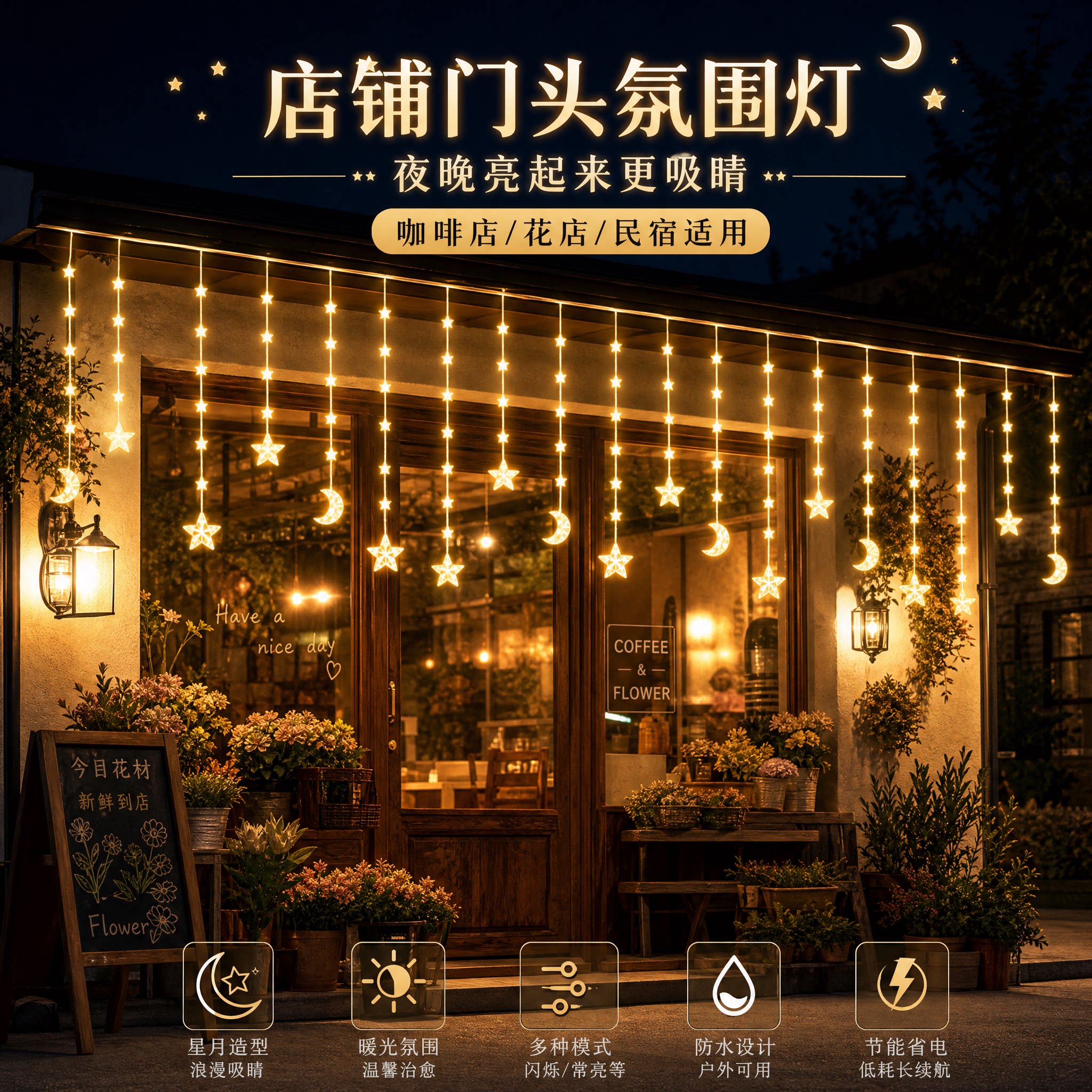 户外花园氛围灯饰防水庭院景观装饰灯北欧风太阳能LED光控星月灯