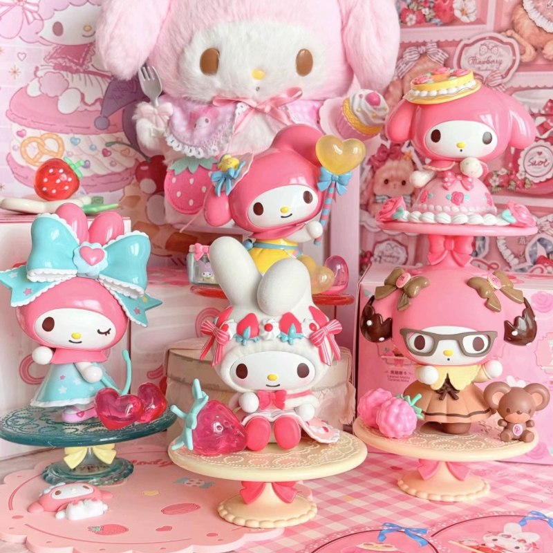 正版名创优品三丽鸥美乐蒂下午茶系列盲盒手办潮玩公仔女生礼物