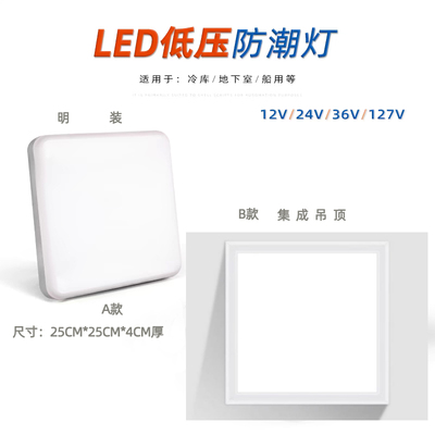 12V24V36V127Vled防潮灯交低压直流吸顶灯集成吊顶照明平板灯110V