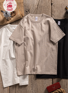 PrintAce Vintage 咔叽复古老织机筒织全棉三本针滚领短袖T6287