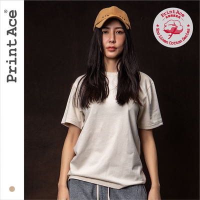 PrintAce成衣水洗复古亚麻棉斜纹三本针滚领四本针侧缝短袖6266