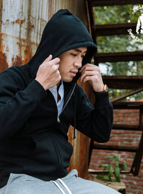 PrintAce Vintage复古超级重磅全棉起绒连帽卫衣带帽卫衣拉链6512