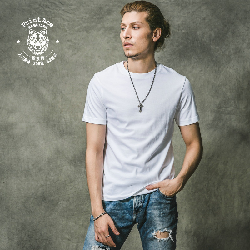 1-23 colour PrintAce Khaki Retro Cotton Heavy Solid seamless T-shirts Short sleeved T-shirt 6166in the Men's clothing, T-shirt  category - from Buy2taobao.com to provide professional Taobao agent buy service