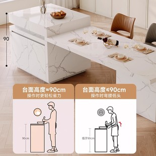2025新款 極簡(jiǎn)巖板可伸縮島臺(tái)餐桌吧臺(tái)一體定制小戶型移動(dòng)中導(dǎo)吧臺(tái)