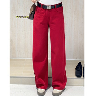 31号上新~宜语析红色阔腿香蕉裤女本命年喜庆洋气弯刀裤女5939