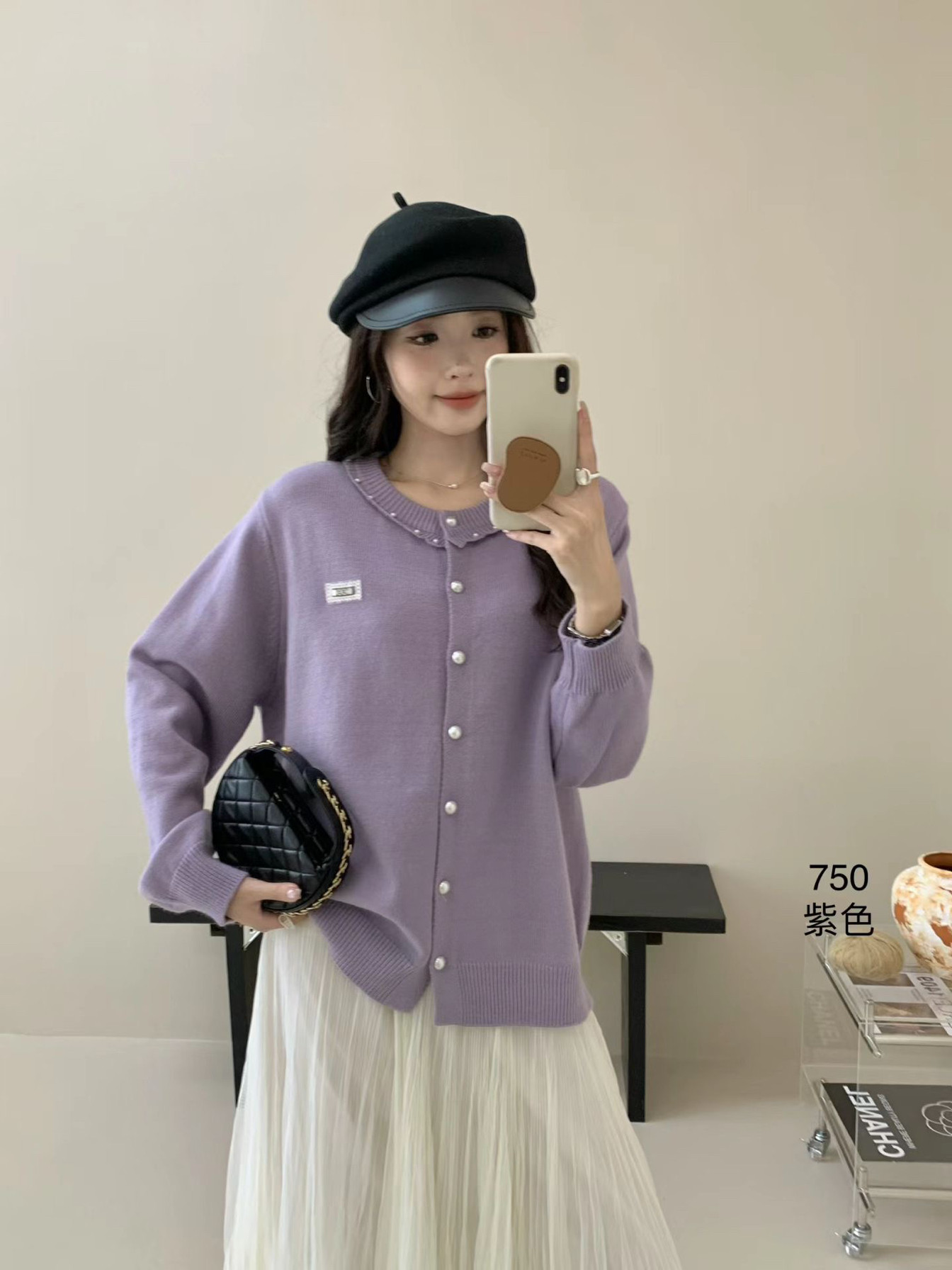 大码女装开衫毛衣2026秋新款圆领长袖女宽松显瘦毛衣外套女750