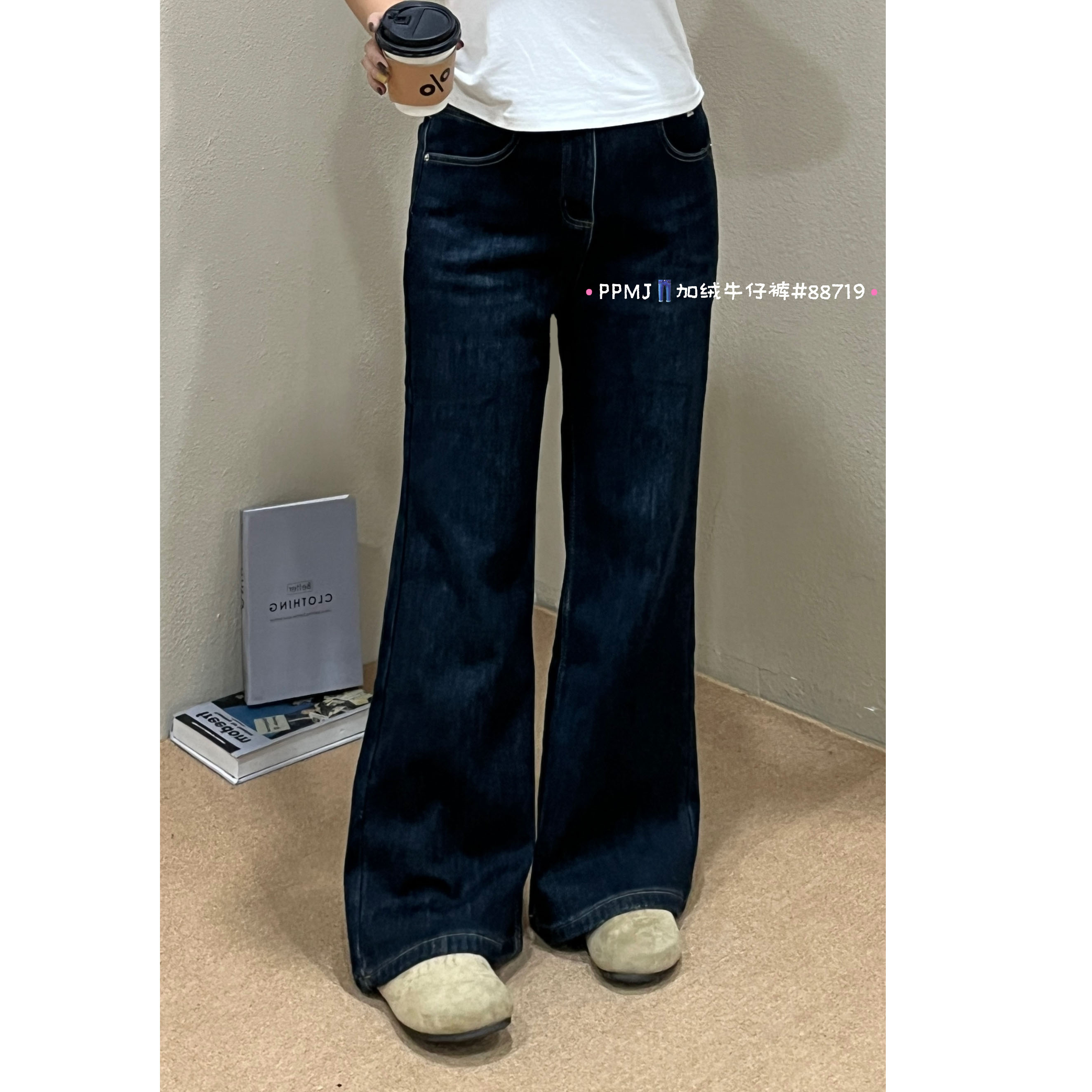 微胖MM高腰高弹加厚牛仔裤高个子