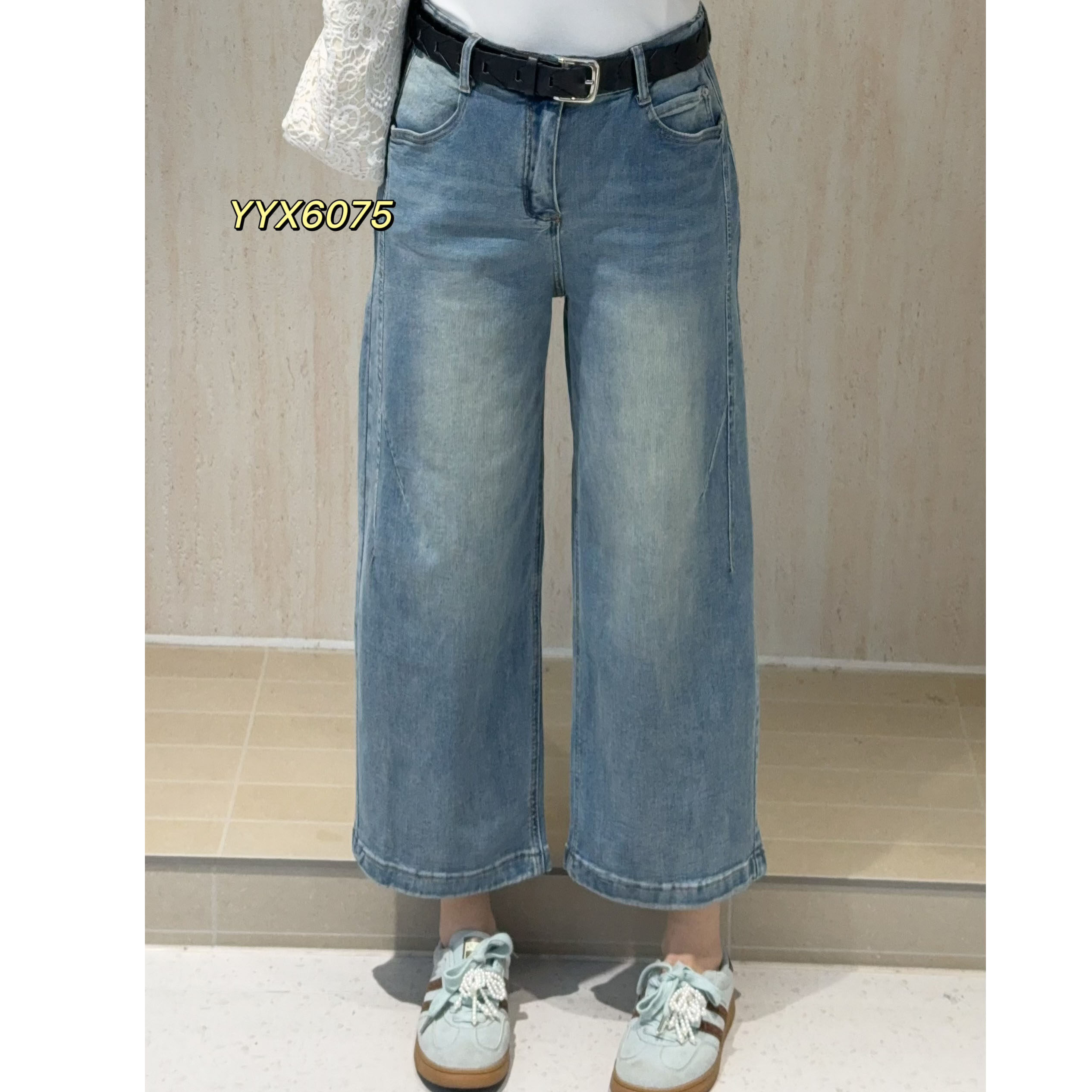 宜语析6075大码八分牛仔裤女春夏季2026新款小个子宽松阔腿裤女