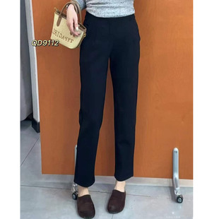 九分植绒小黑裤女！秋冬新款胖MM显瘦通黑色西装裤女起点终点9112