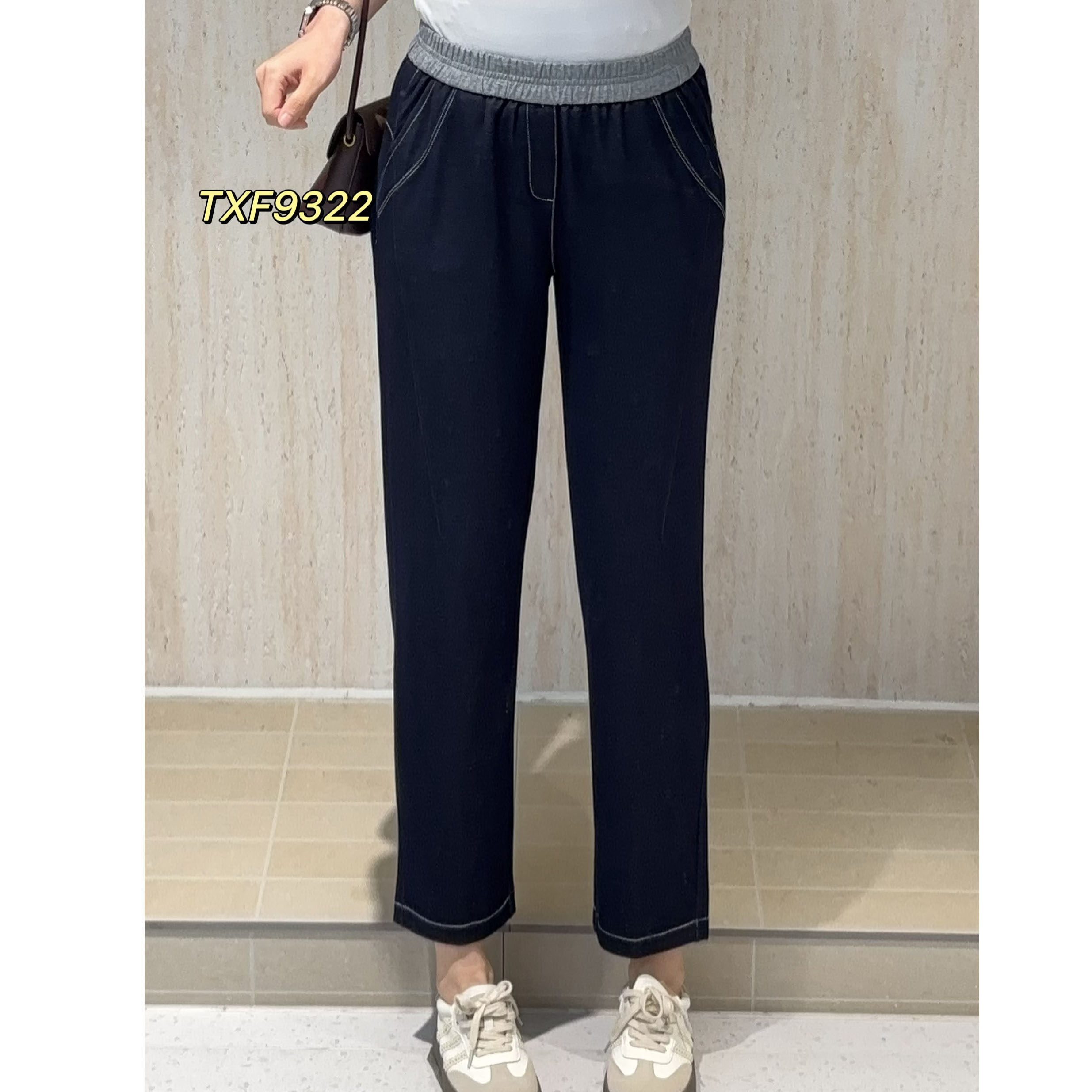 九分直筒牛仔裤女2026新款春季薄款松紧腰小个子休闲裤图小菲9322